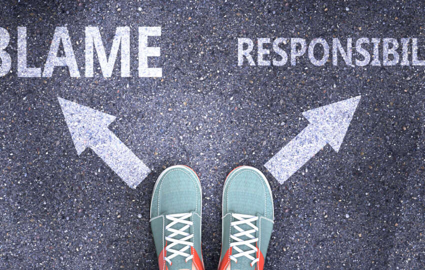 An image showing the words Blame and Responsibility