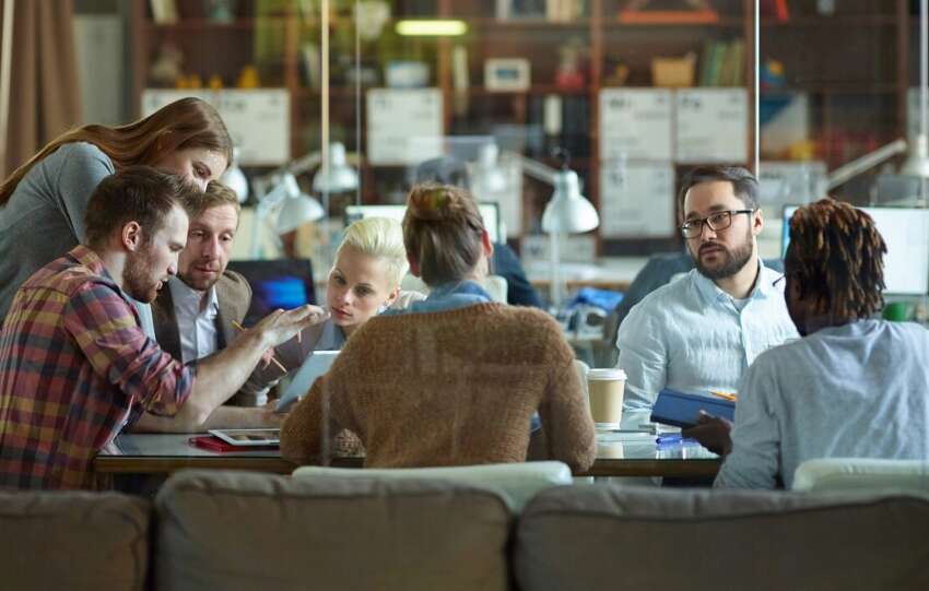 image of a team in discussion during a brainstorm