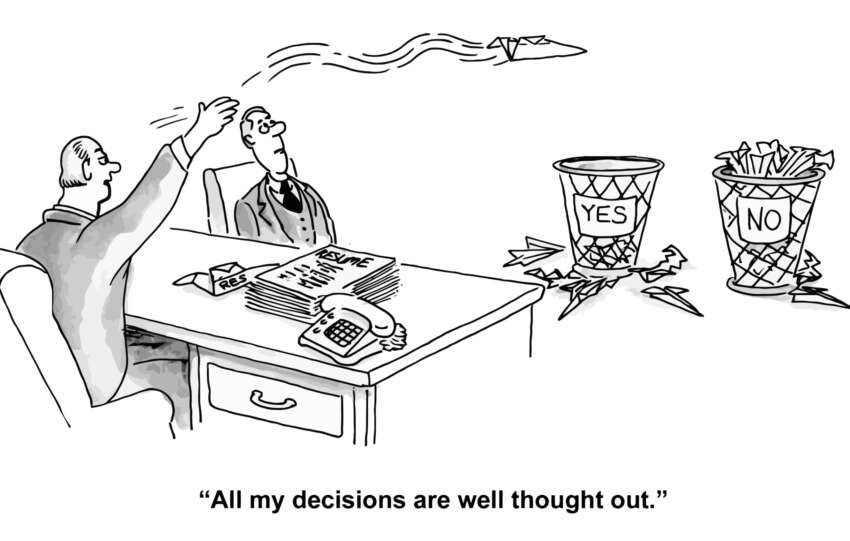 Cartoon about lazy thinking and decision making