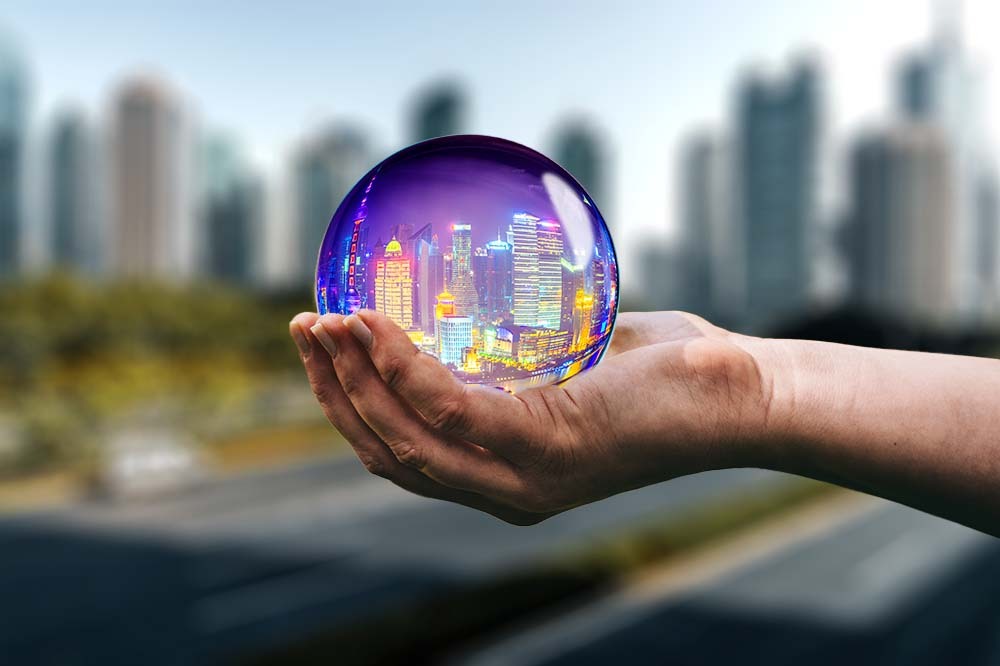 Crystal ball symbolizing the ability to predicting the future - providing future literacy