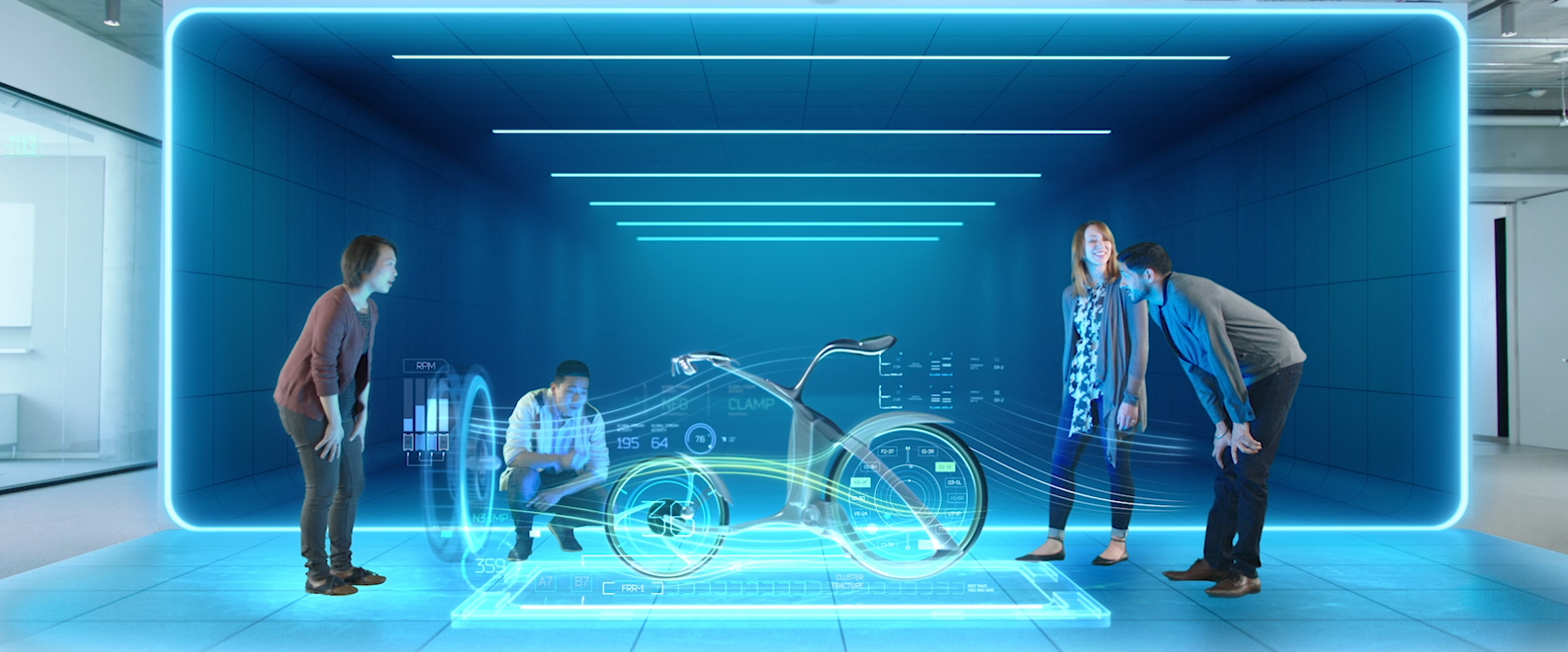 Image of a virtual team collaborating in the future