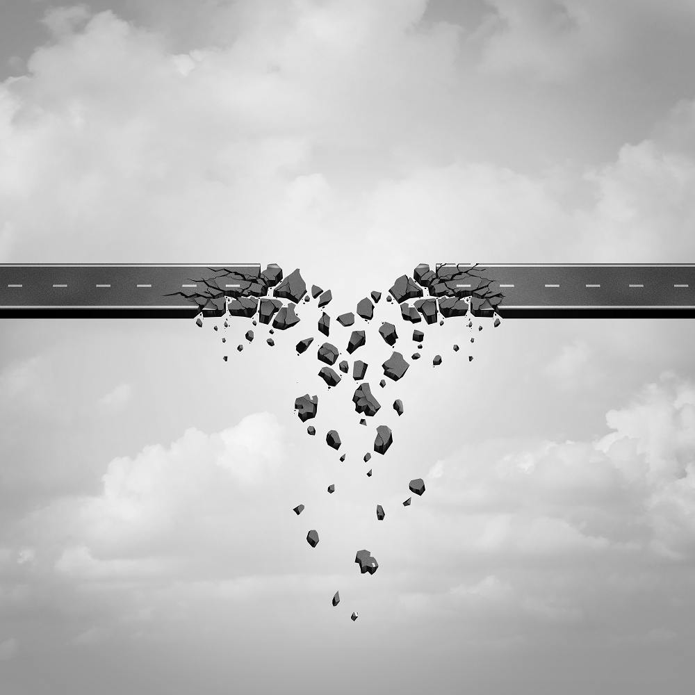 Image of breaking bridge to symbolize disruption