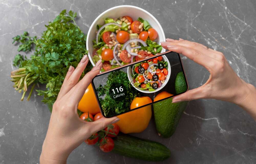 Image of smart phone providing information about meal