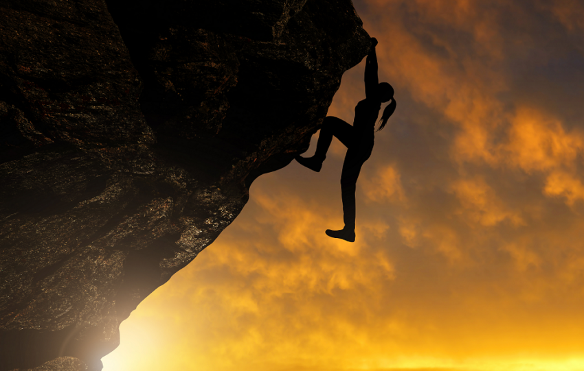 An image of a rock climber to symbolize the challenges of innovation
