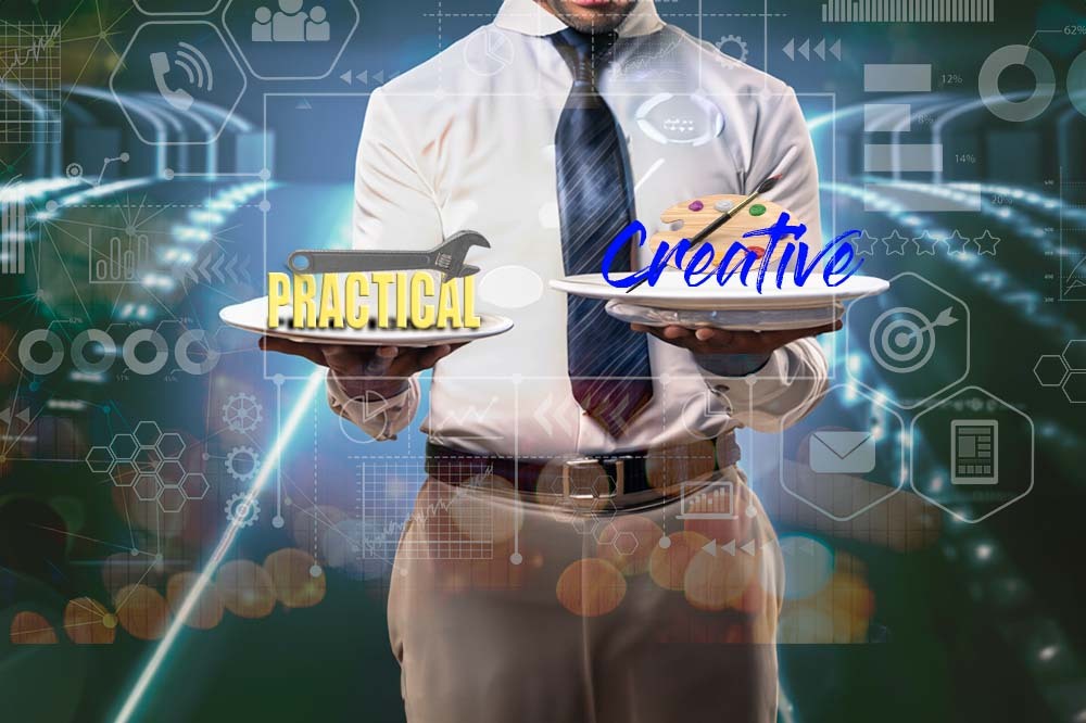 Image of a person balancing two items