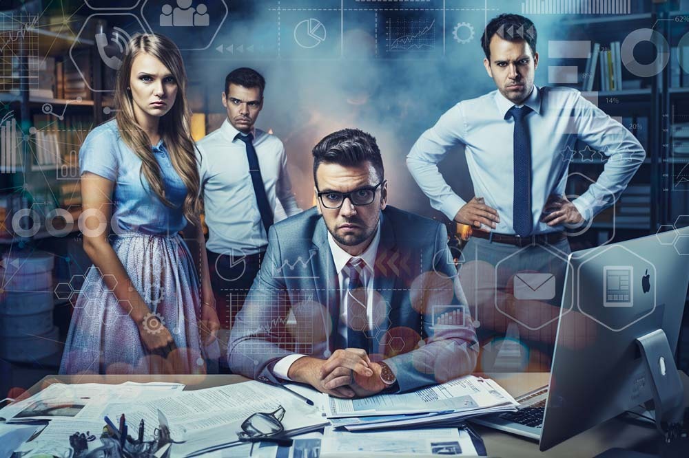 Image of people not looking happy.