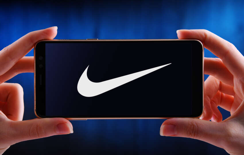 Nike logo on screen of phone
