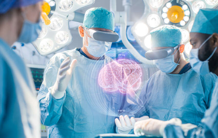 Image of surgeons using AR and VR