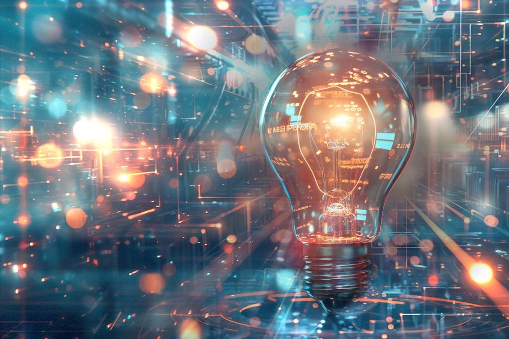 Image of lightbulb emitting light