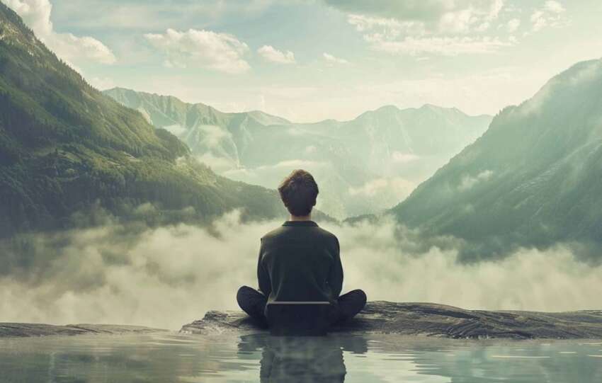 image of a person resting next to a lake